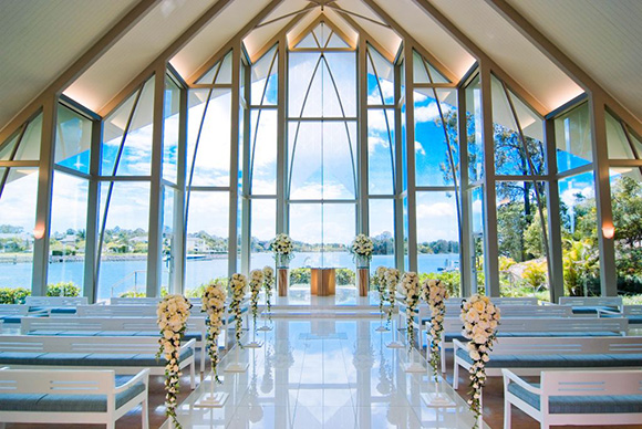 InterContinental Sanctuary Cove Resort - Inside The Chapel with decorated pews