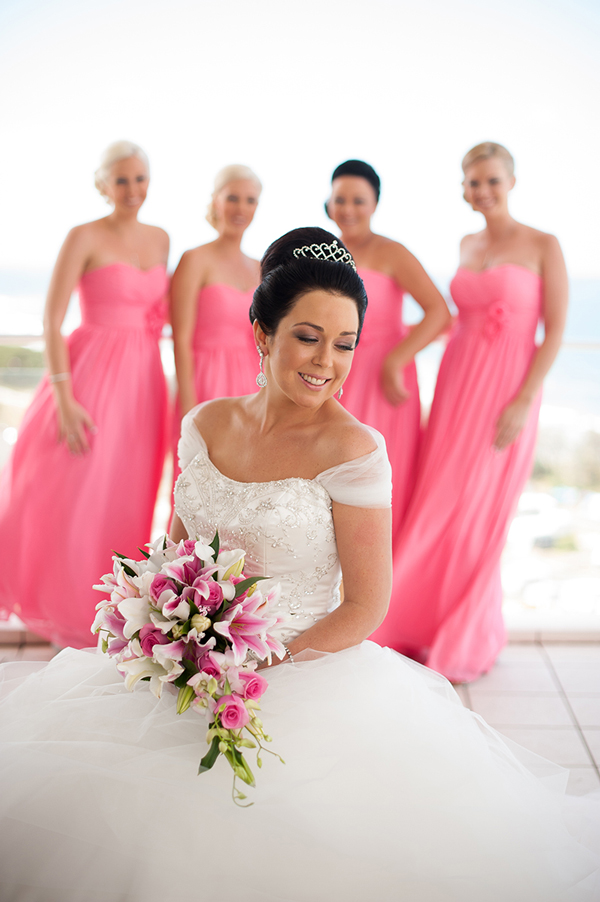 Bridal party with bride at forefront