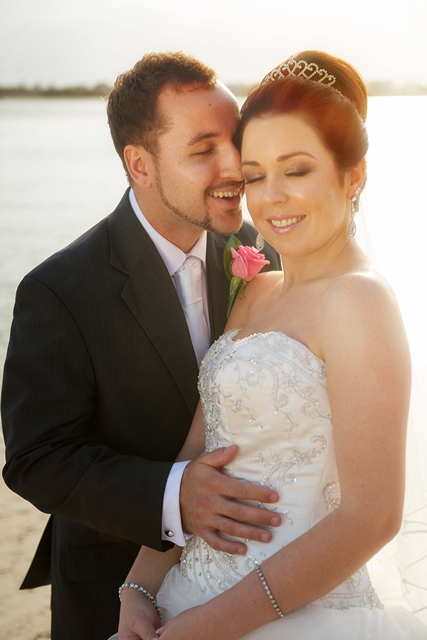 Closeup of new husband and wife