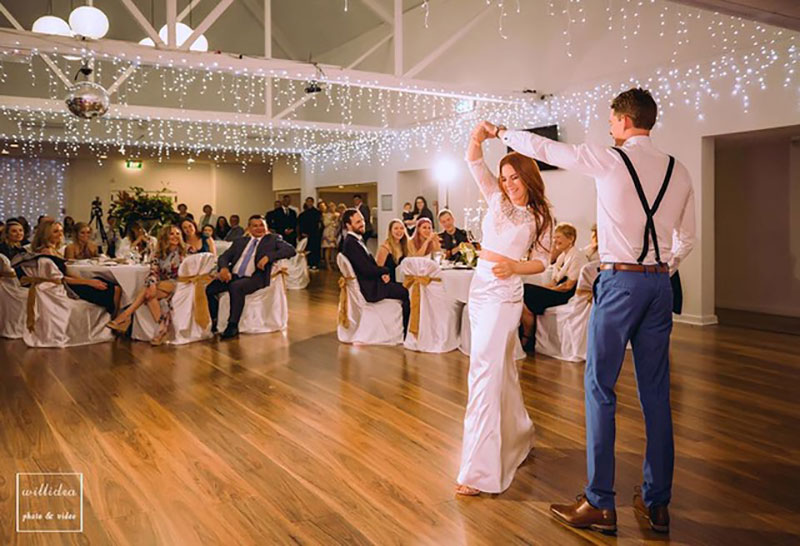 Bride and Groom dancing at their wedding reception at Surfers Paradise Golf Club.
