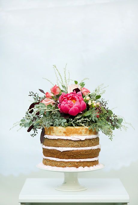 Small tiered naked wedding cake