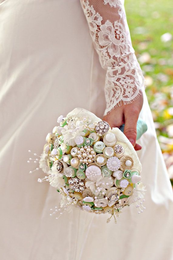 Wedding bouquets using antique buttons