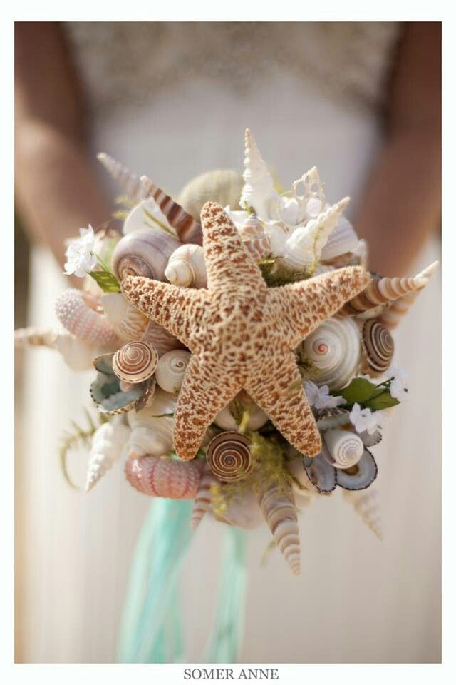 Seashells and starfish alternative wedding bouquets