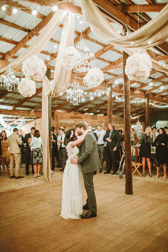 Beautiful indoor bohemian inspired wedding reception
