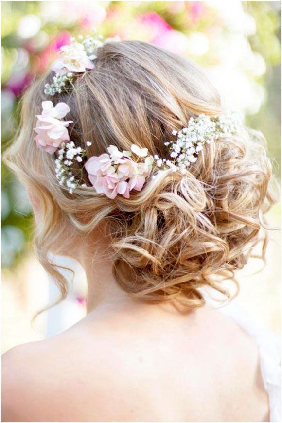 Bohemian inspired hair flower arrangement