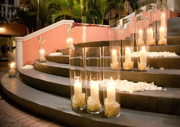 Light your path to your wedding with beautifully laid candles