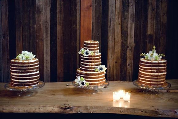 Rustic wedding with naked chocolate cake 