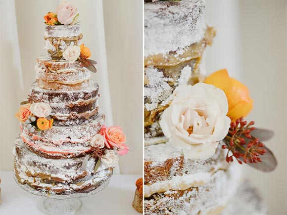 Naked cake and floral arrangements