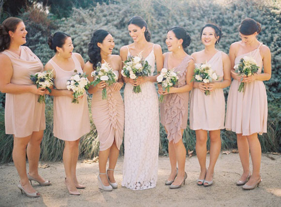 Mismatched neutral wedding day outfits