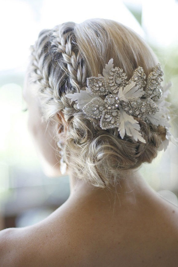 Updo wedding day hair with braids