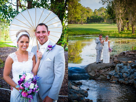 Bride and groom enjoying their country wedding