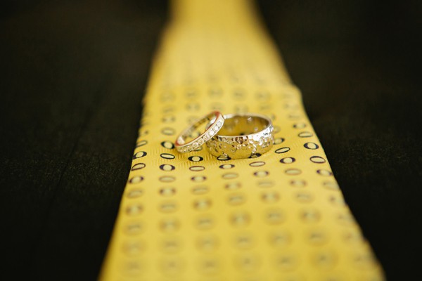 Closeup of both wedding rings