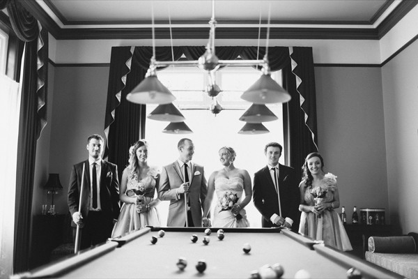 Bridal Party playing pool