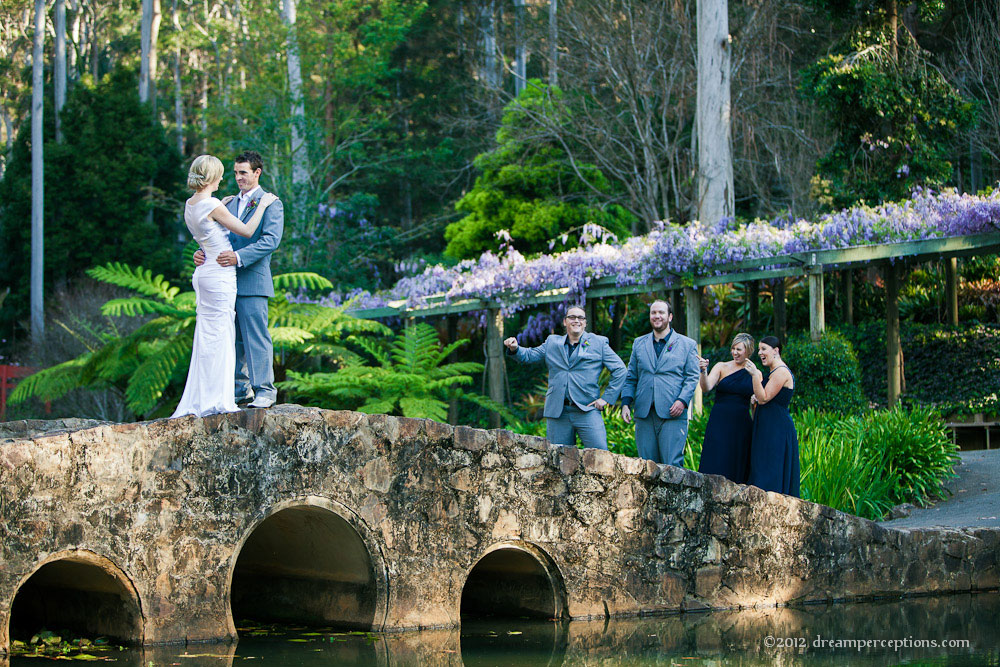 Beautiful wedding photography on a bridge