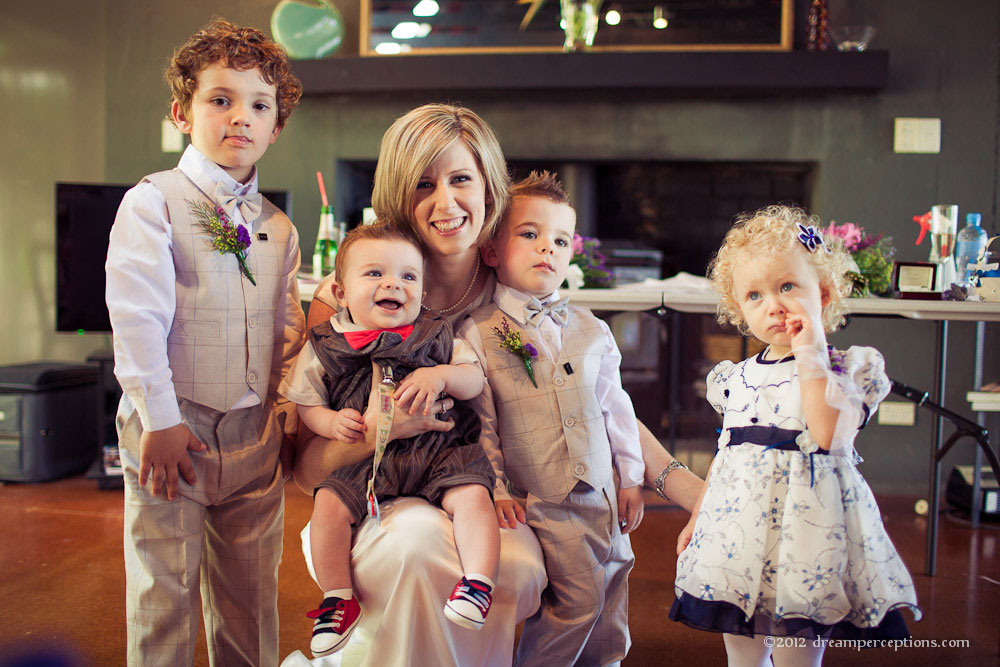 Bride with page boys and flower girl