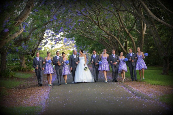 Jacaranda inspired wedding bridal party