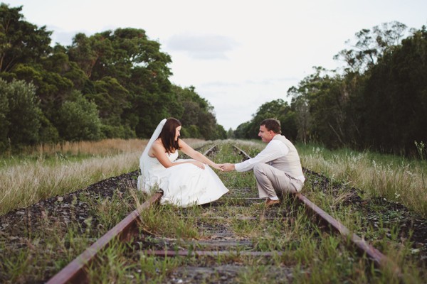 Railways and wedding couples beginning the journey of life together