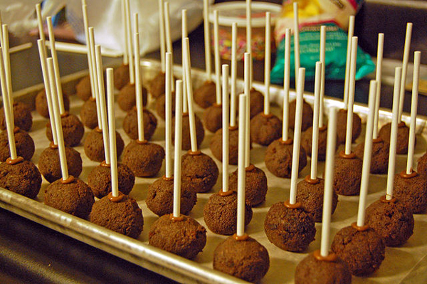 Chocolate cake on a stick