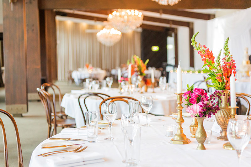 wedding reception table set up at Victoria Park Wedding Venue