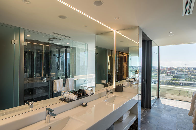 Luxury bathroom of an Emporium Hotel suite.