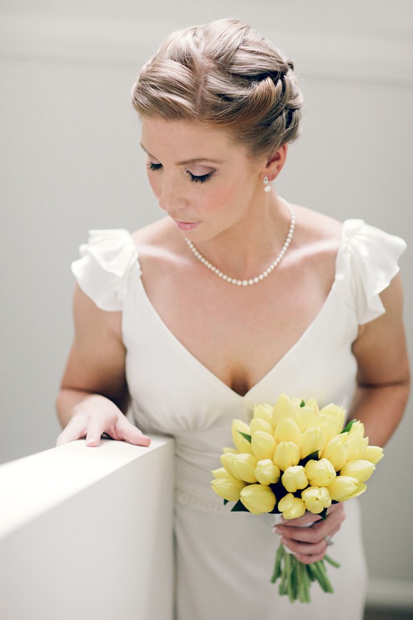 Ashleigh at altar white wedding dress