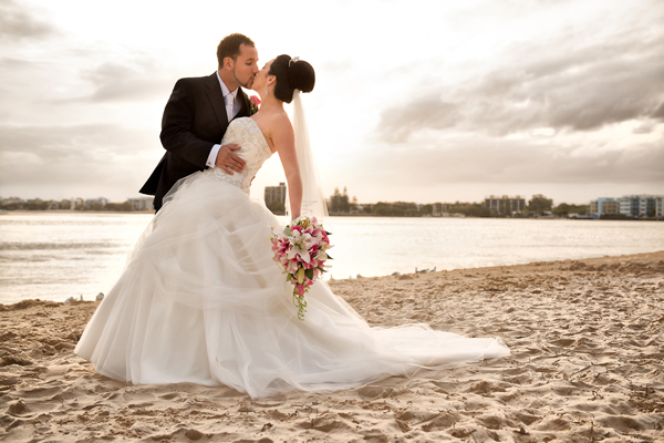 Amy and Michael getting wed on the beach