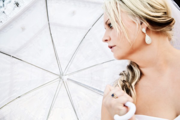 Rebecca under umbrella