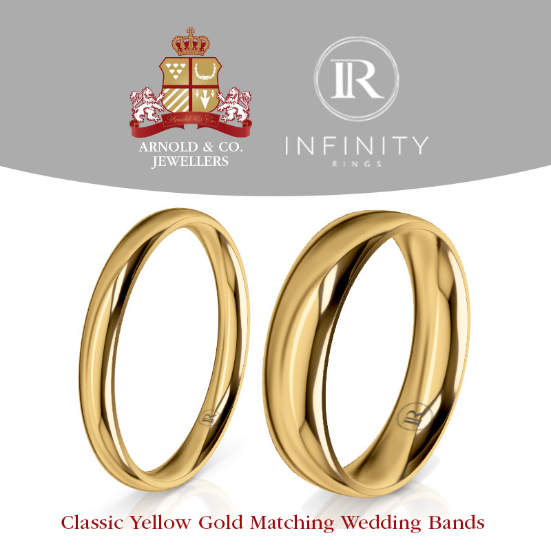 Yellow Gold matching wedding rings made by Arnold & Co.Jewellers.