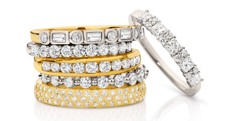 Assortment of diamond wedding rings from Argyle Jewellers.