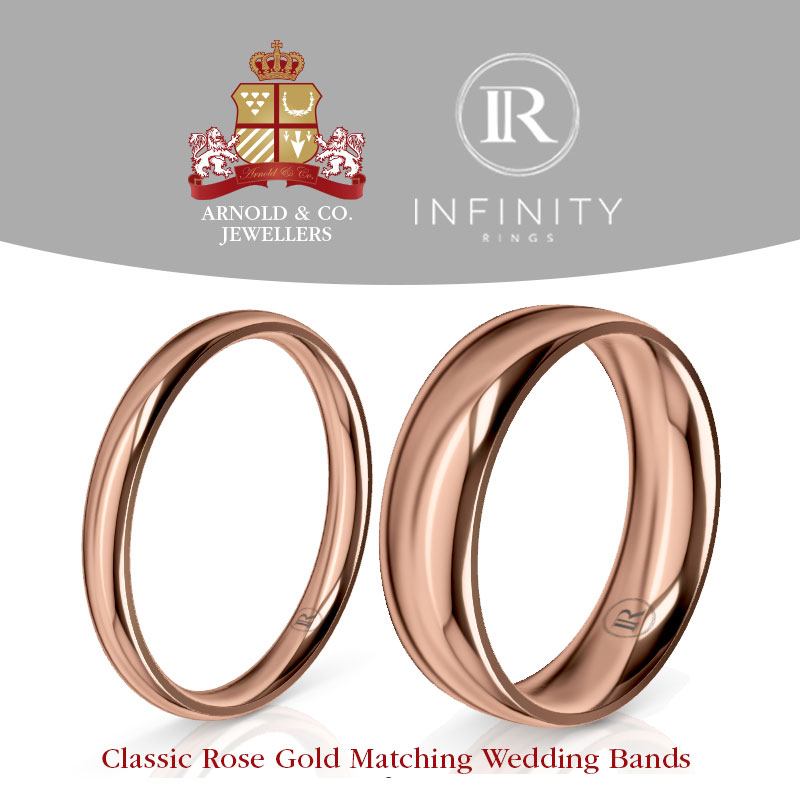 Rose Gold matching wedding rings made by Arnold & Co.Jewellers.
