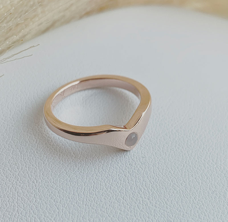 Rose gold wedding ring made by Journey of a Wanderess