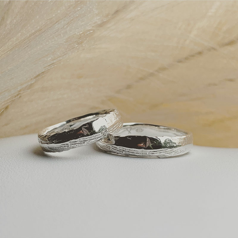 Sterling silver ladies and gents wedding rings made by Journey Of A Wanderess.