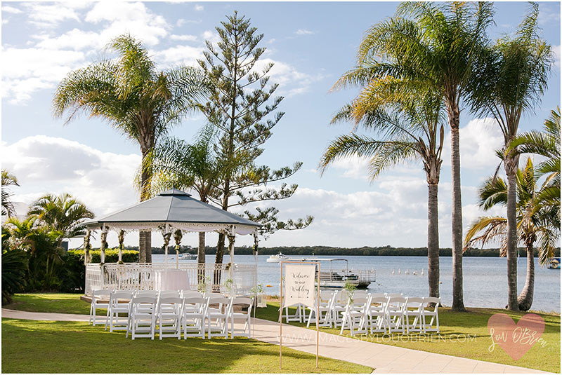 Wedding ceremony at Caloundra Power Boat Club.