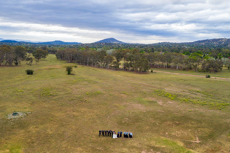 Bridal Party in outdoor setting captured by Drone Photography 