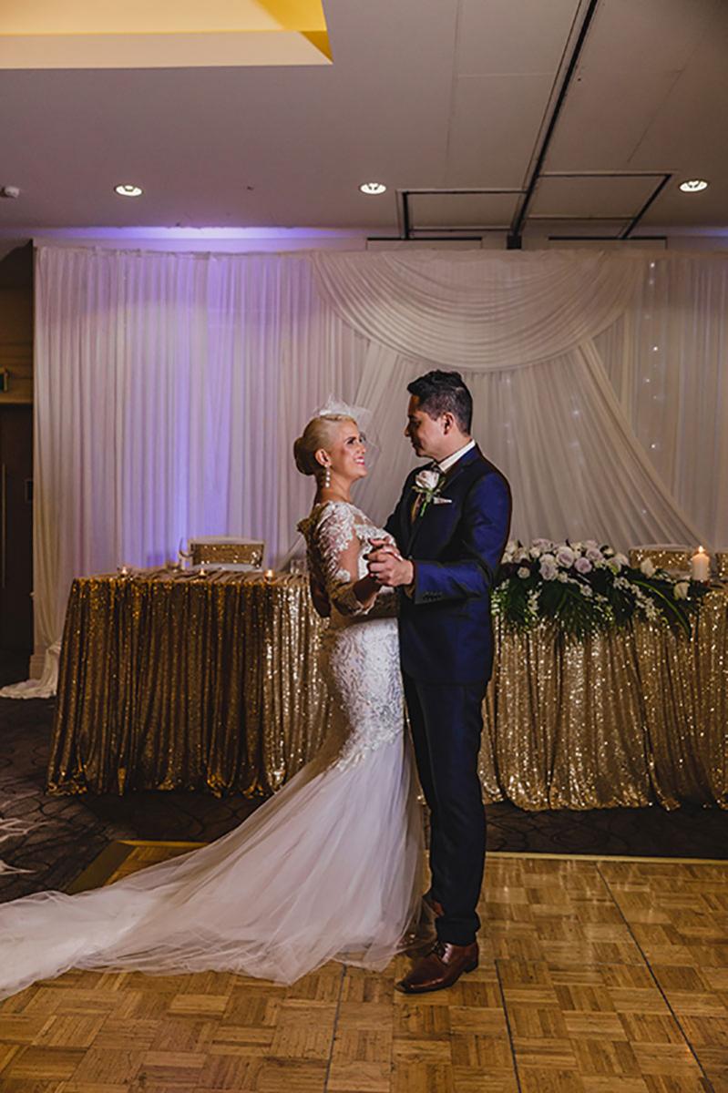 Bride and groom having their first dance.