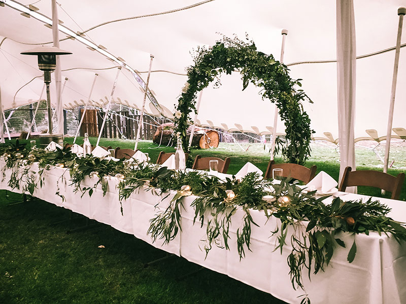 The Wedgetail Pavilion set for a wedding at Goolabri Events.