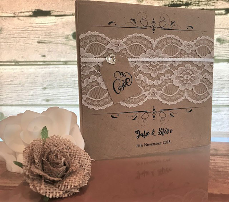 Cardboard and Lace Pocket Invitation from Hand Made By Jules