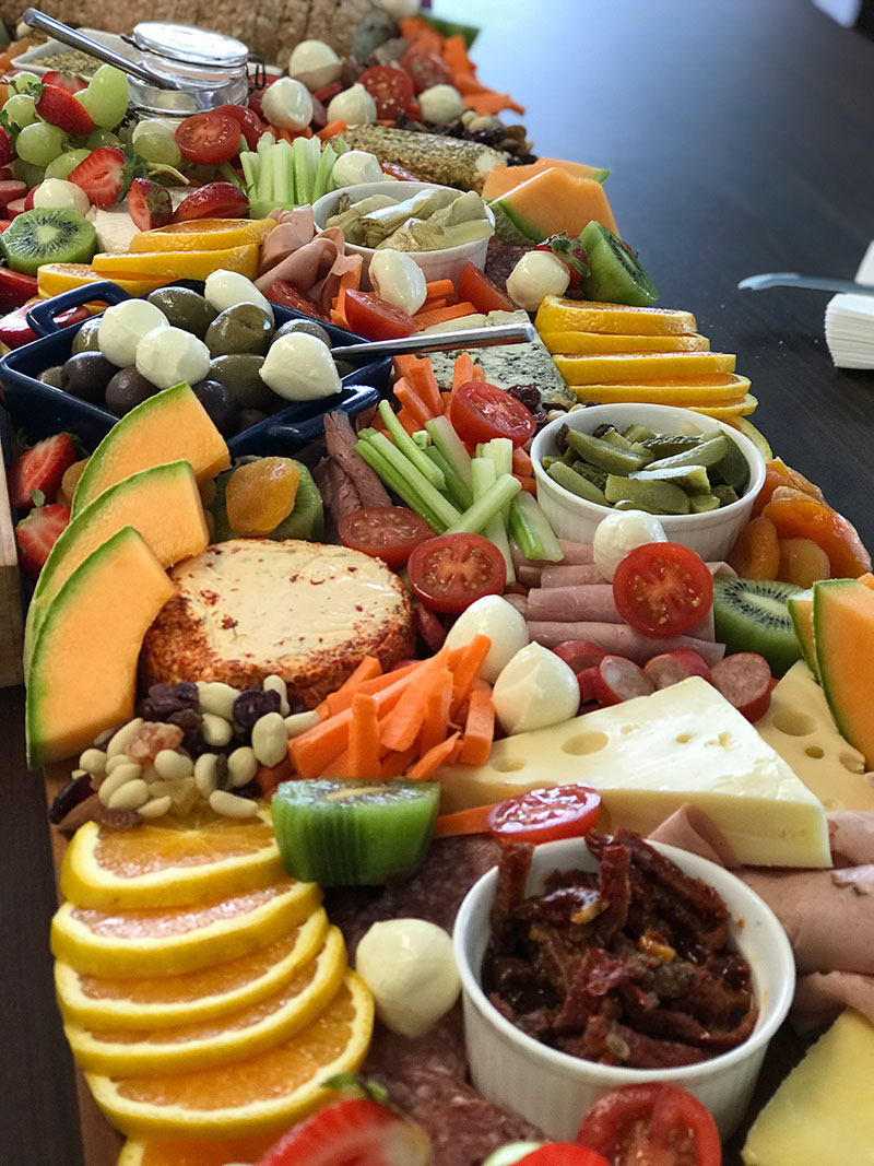 Grazing table with an assortment of fresh produce from In Season Catering, Gold Coast.