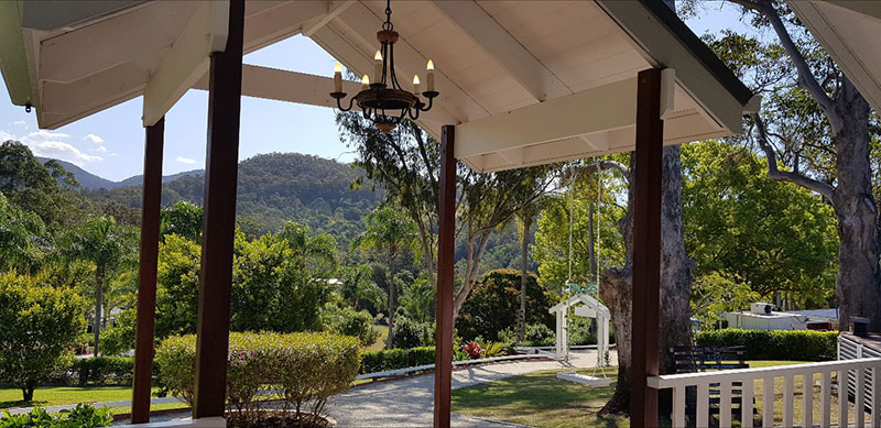 Chapel at Austinvilla Estate surrounded by trees.