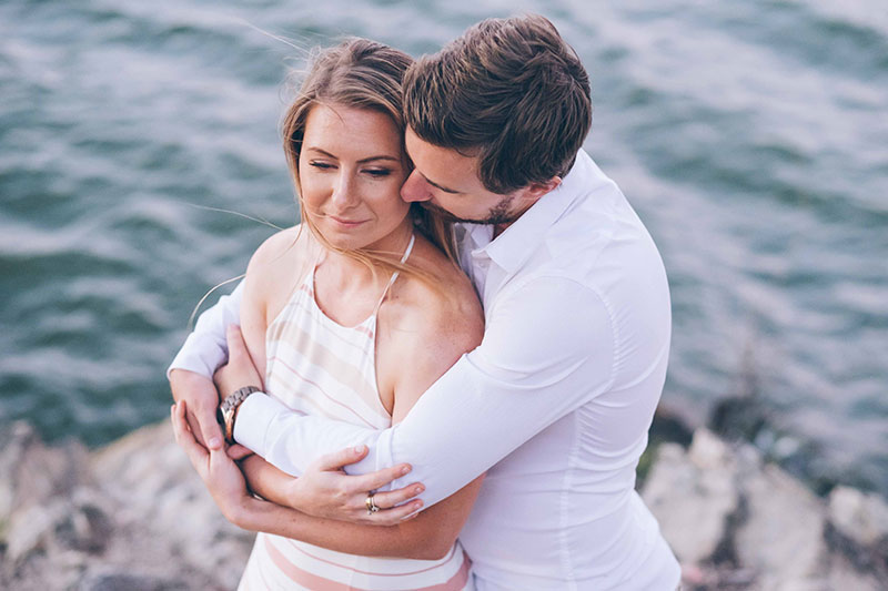 Serene photo of couple together.