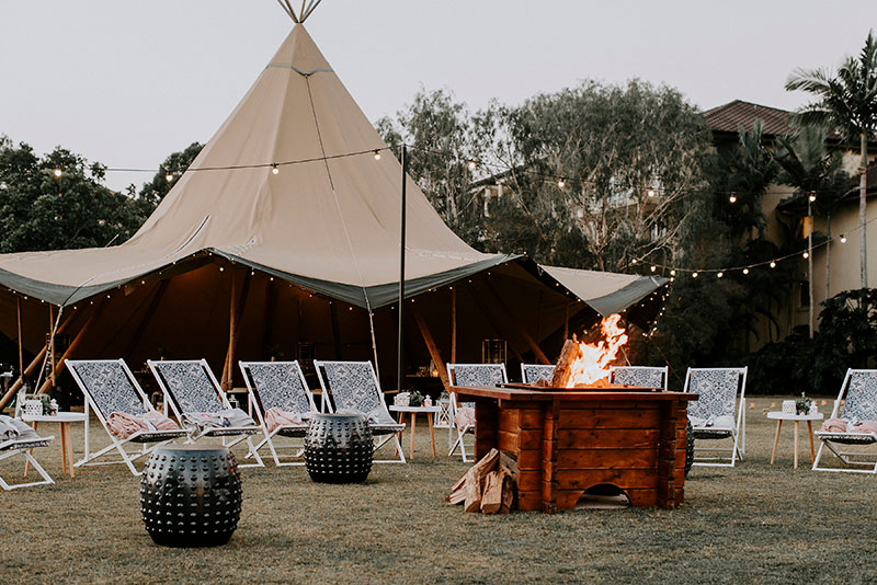 Tee Pee set up at Mercure Gold Coast Resort.