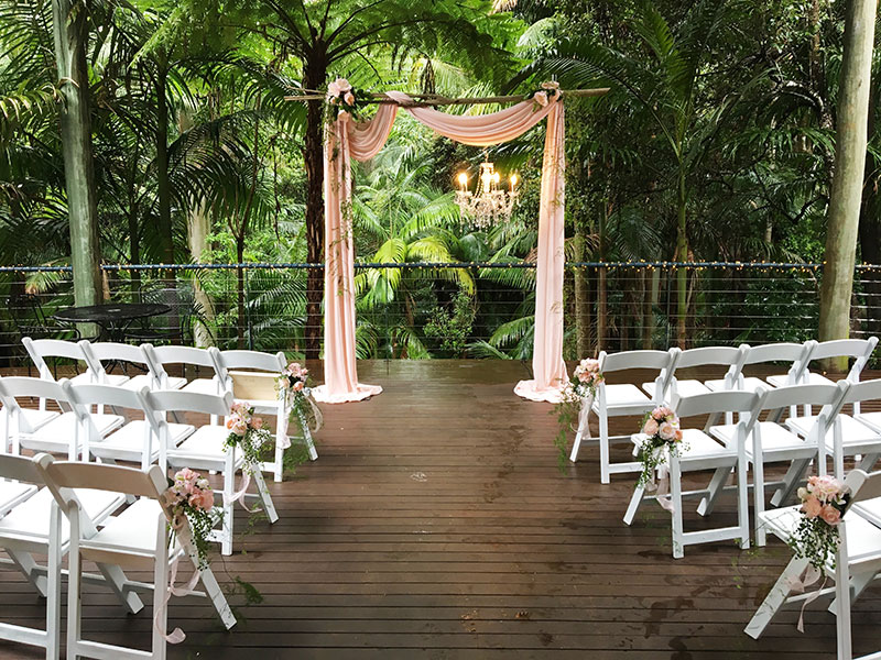 Ceremony set up at Pethers Rainforest Retreat.