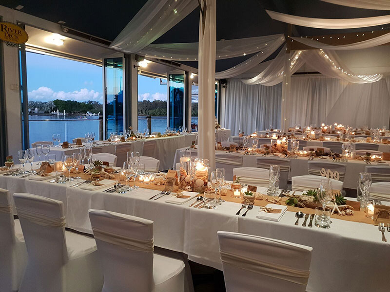 Reception area set up at River Deck Restaurant.