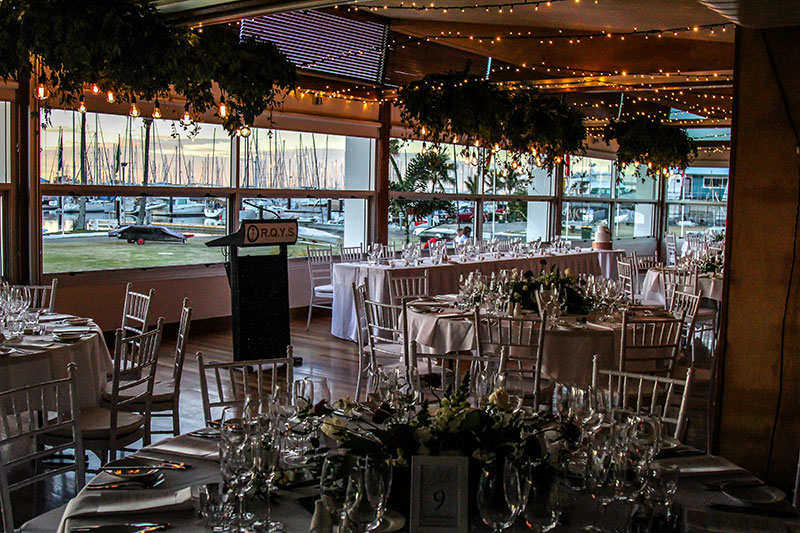 Wedding Reception set up at the Royal Qld Yacht Squadron. 