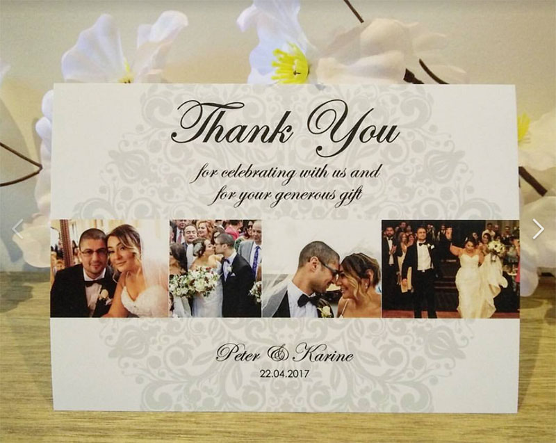 Wedding thank you card.