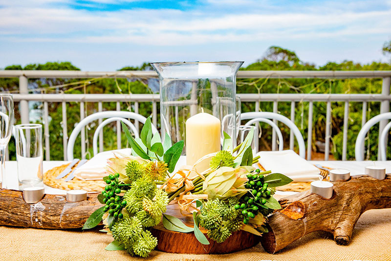 Beautiful table setting for a beach wedding.