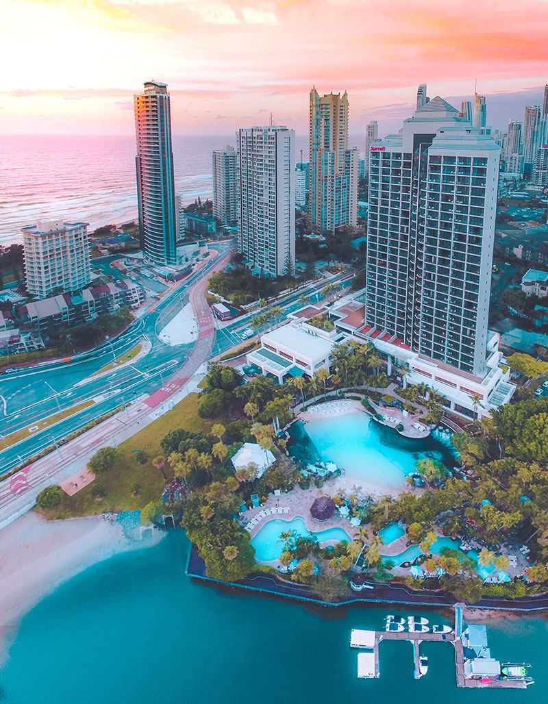 Birds eye view of Surfers Paradise Marriott Resort & Spa.