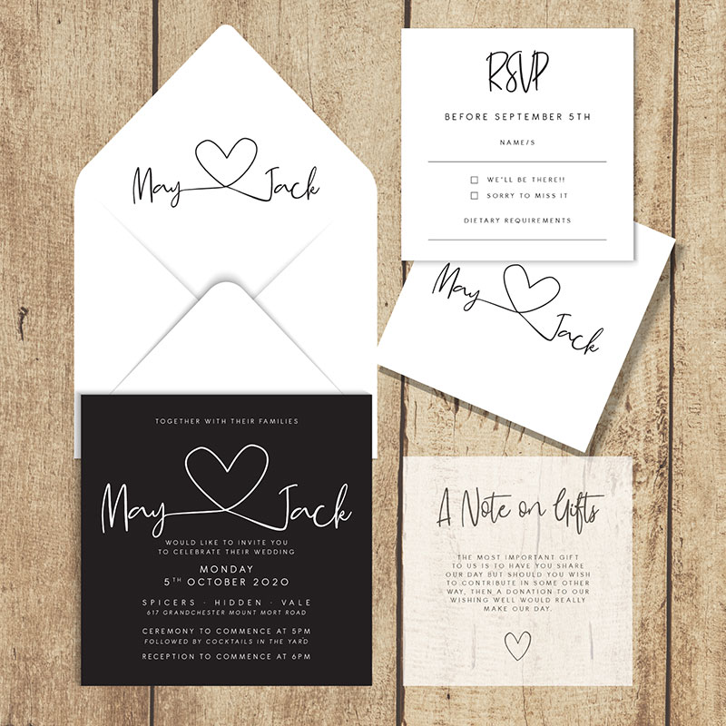 Wedding invitations showing translucent accessory cards.