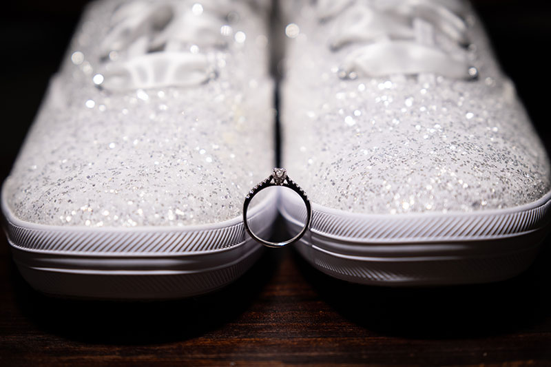 Sparkly, white wedding sneakers.