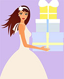 Prizes icon showing bride holding lots of prizes.